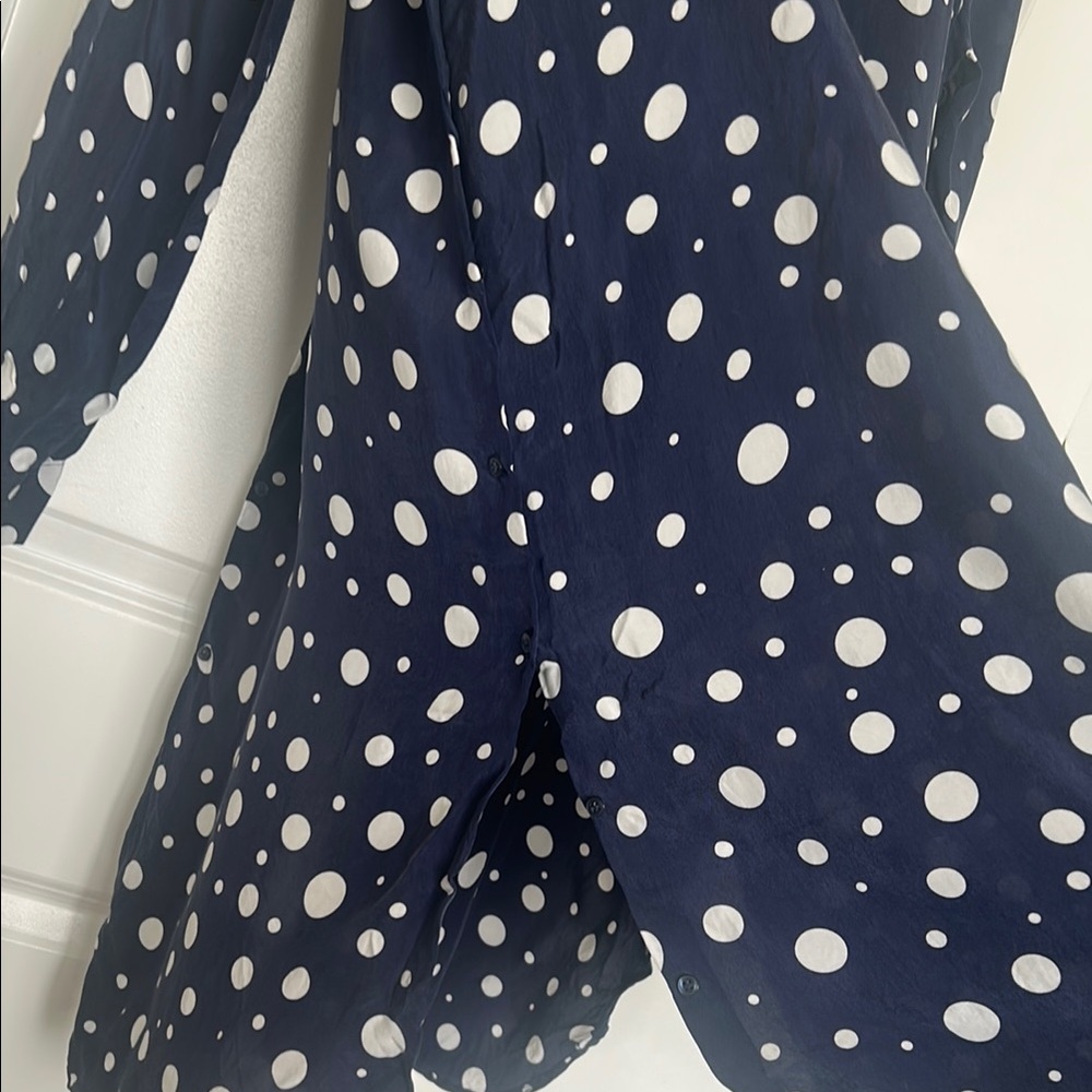 Zara navy and white polka dot shirt Dress
